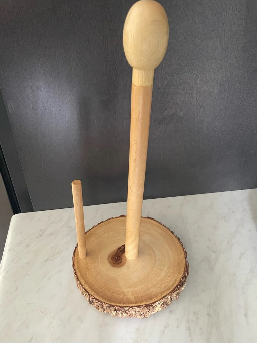 Wooden Rustic Paper Towel Holder - Natural Wood